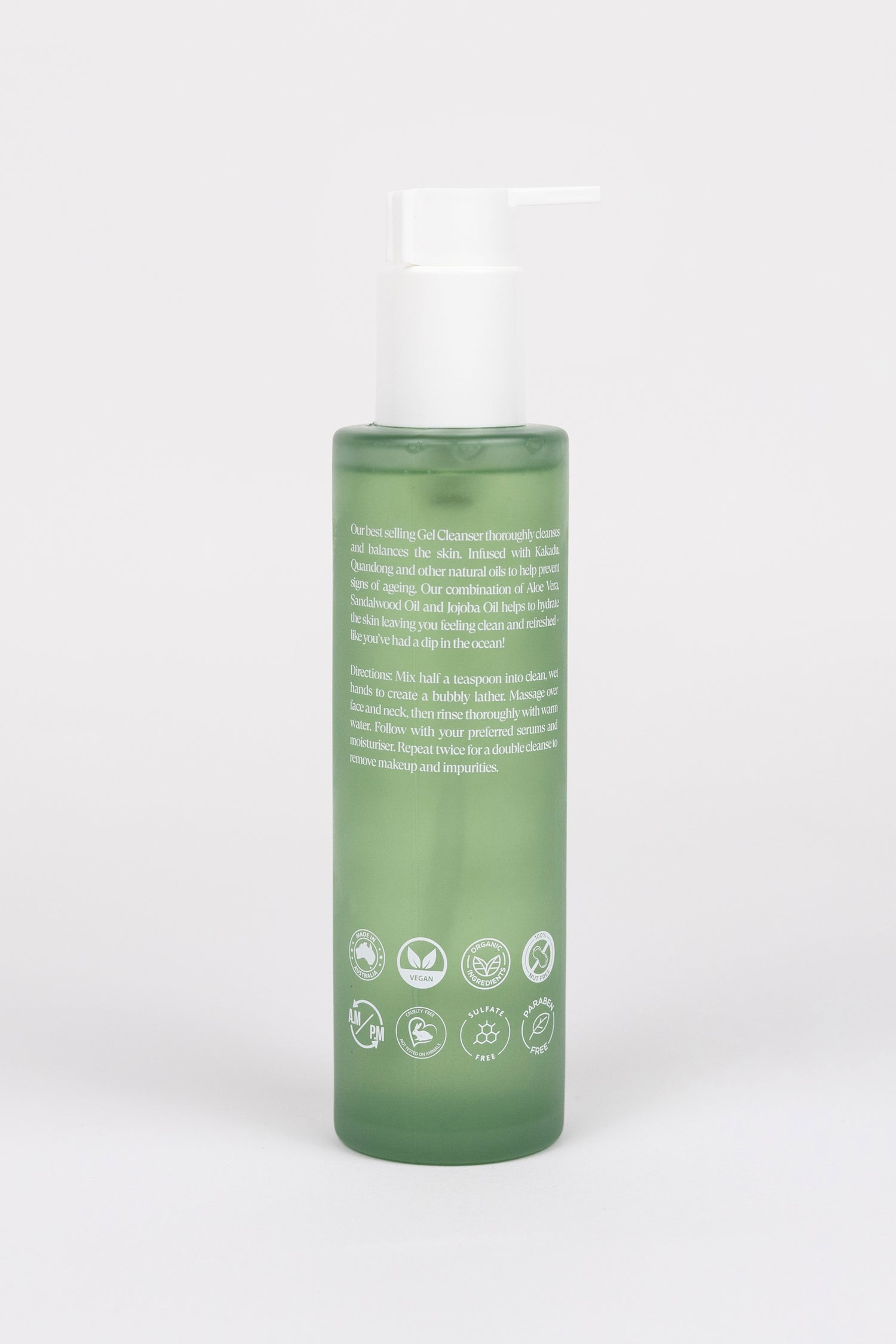 back of gel cleanser description and ingredients alo vera skin care skindred skin deep sea gel cleanser bottles 3 green skincare acne gel cleanser bottles for all skin types and for Radiant Skin - Australian Skincare